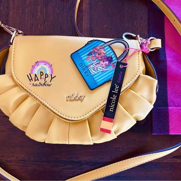 NIKKY USA Yellow Happy Rainbow Crossbody Purse | Adjustable Strap | Boutique Bag - Picture 8 of 11